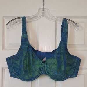 Cacique Blue and Green Lace Bra